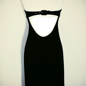 Vintage Bcbg Long Black Strapless Dress Size 0-2 - image 1